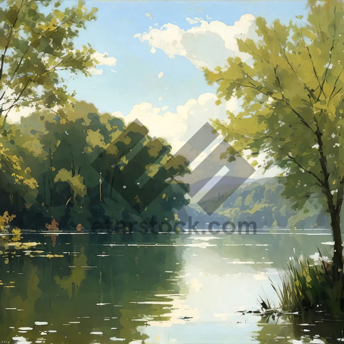 Picture of Tranquil Waterscape: Reflective White Mangrove Forest