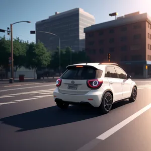 Fast Electric Passenger Van on Urban Highway