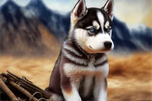 Adorable Husky Puppy with Soulful Eyes