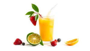 Healthy Citrus Fruit Juice in Glass with Ice