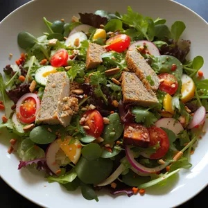 Delicious Veggie Plate with Fresh Salad and Cheese