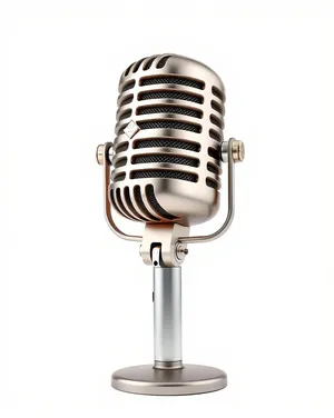 Classic Silver Microphone on Stage