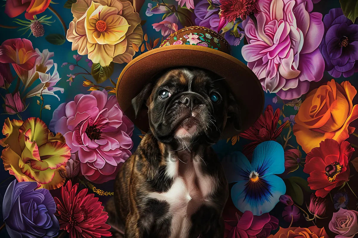 Picture of Cute Wrinkly Bulldog Puppy in Studio Portrait