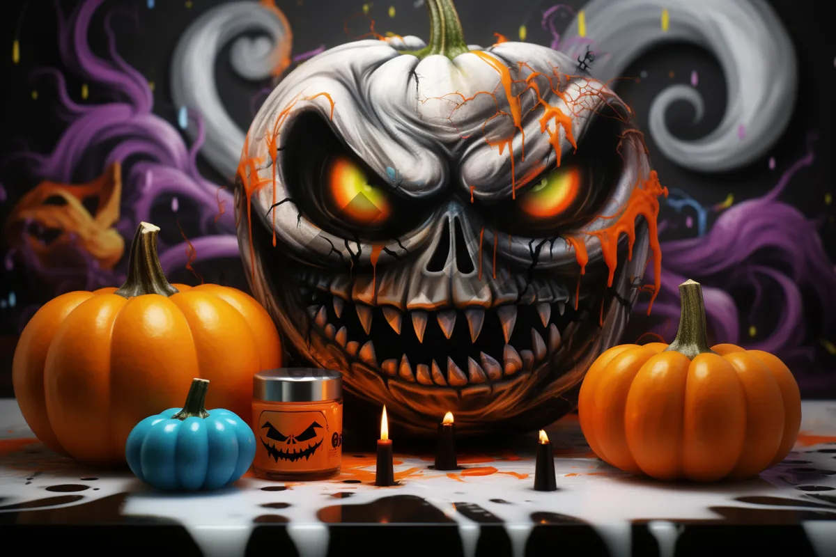 Picture of Dark Halloween Jack-O'-Lantern Pumpkin Face