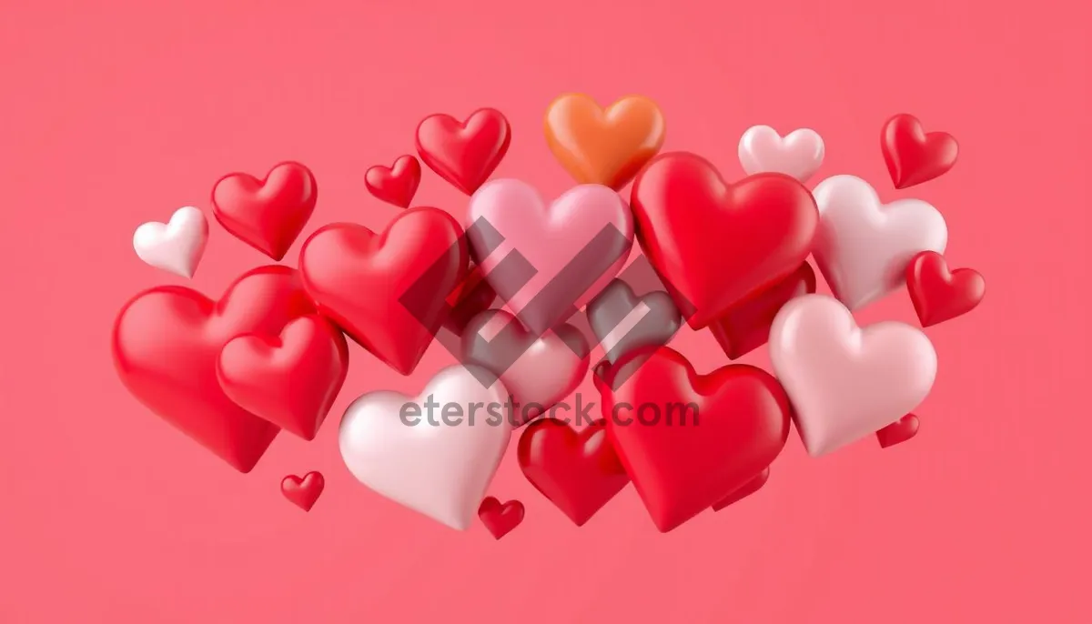 Picture of Pink heart icon set for Valentine's Day design concept.