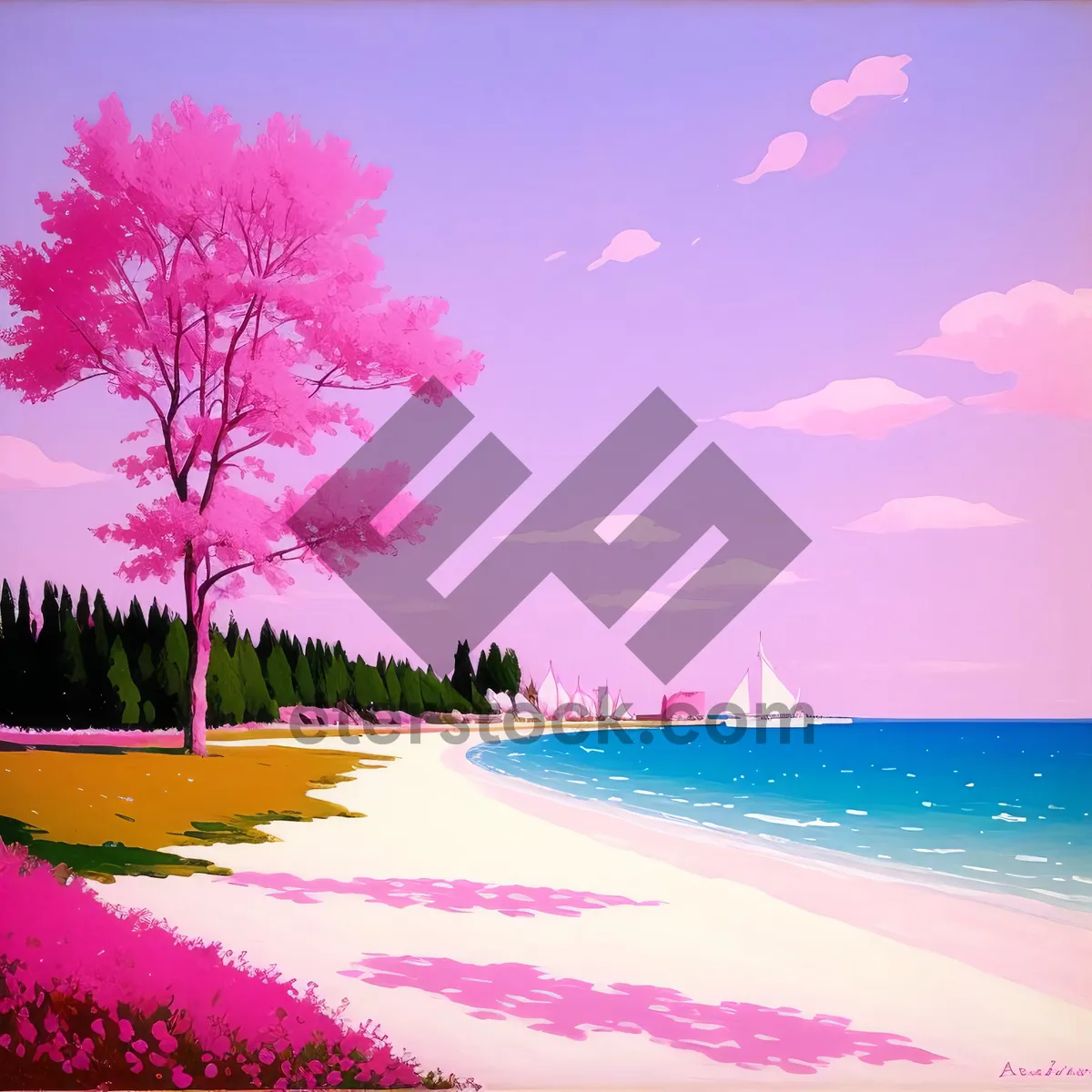 Picture of Turquoise Paradise: Tranquil Beachscape Under Clear Skies