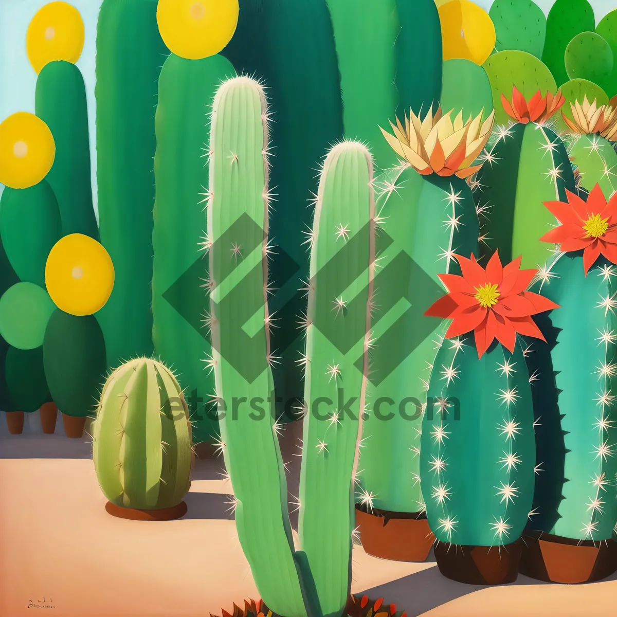 Picture of Colorful Cactus Pencils: A Creative Array in Rainbow Hues