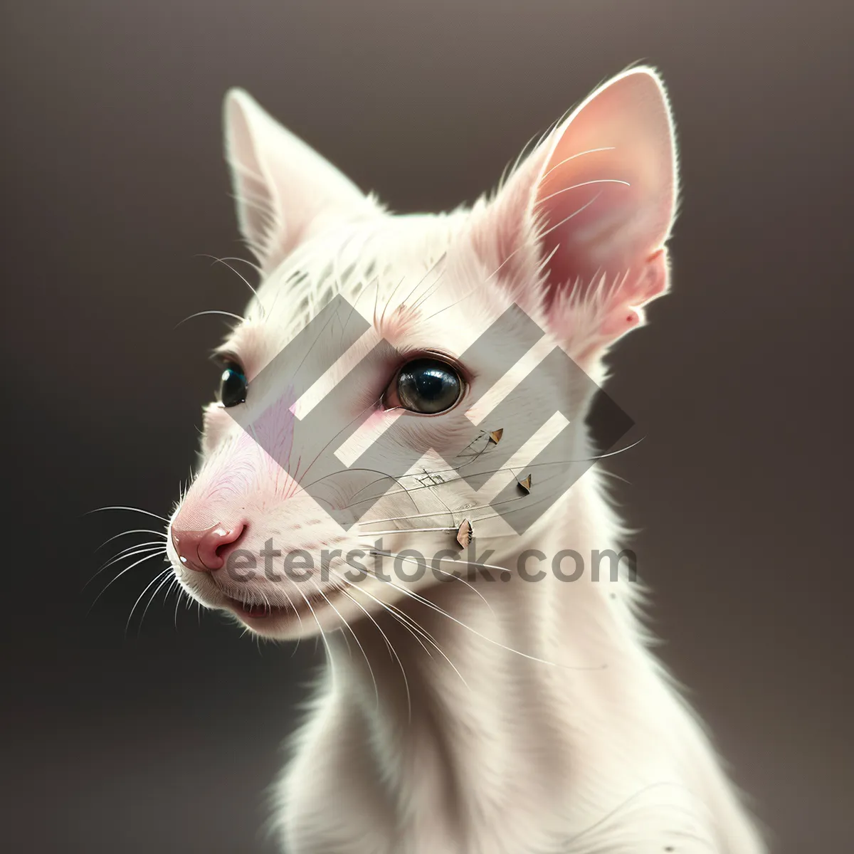 Picture of Adorable White Kitty with Curious Eyes