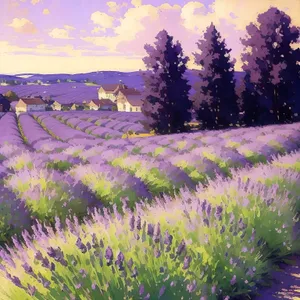 Vibrant Lavender Meadow in Natural Countryside