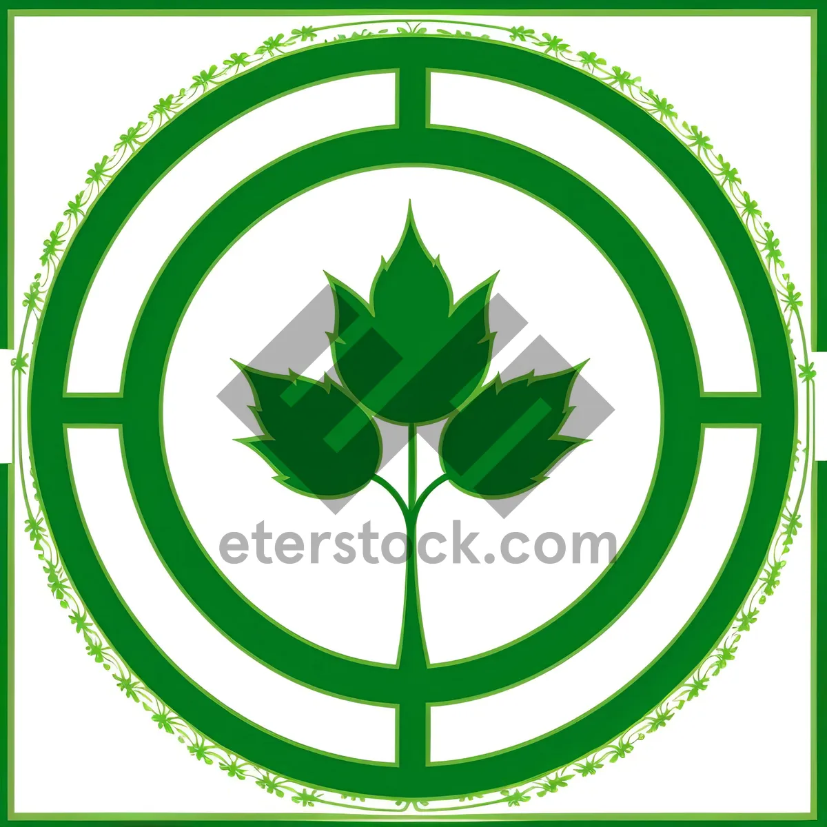 Picture of Floral Symbolic Clover Art Graphic with Leaf Design