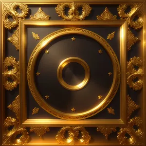 Golden Antique Gong Frame: Intricate Decorative Design