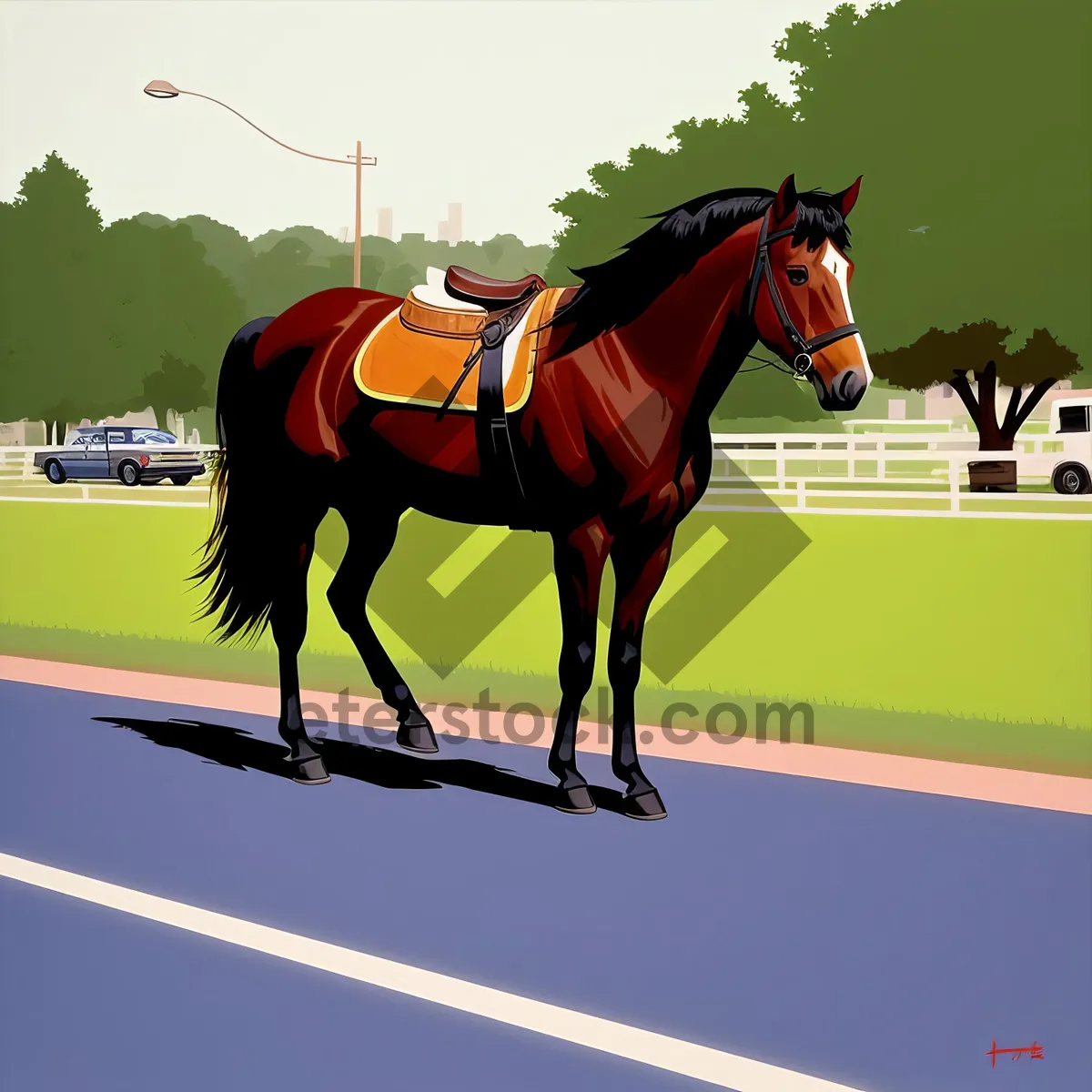 Picture of Speedy Stallion in Equestrian Harness