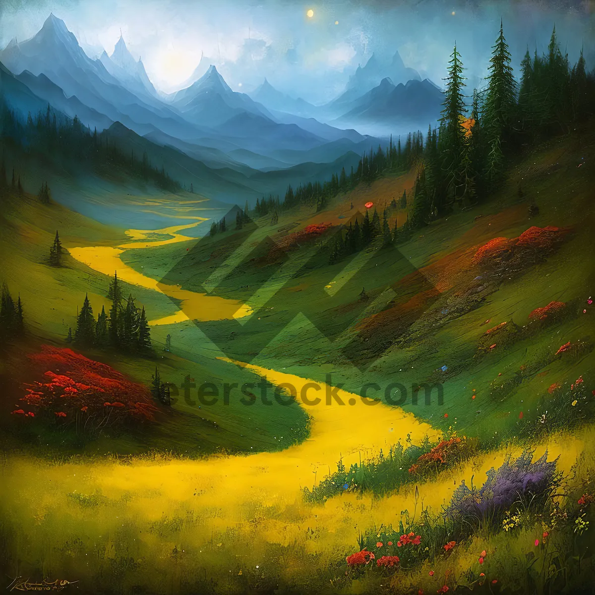 Picture of Sunset over Rural Mountains: A Majestic Horizon