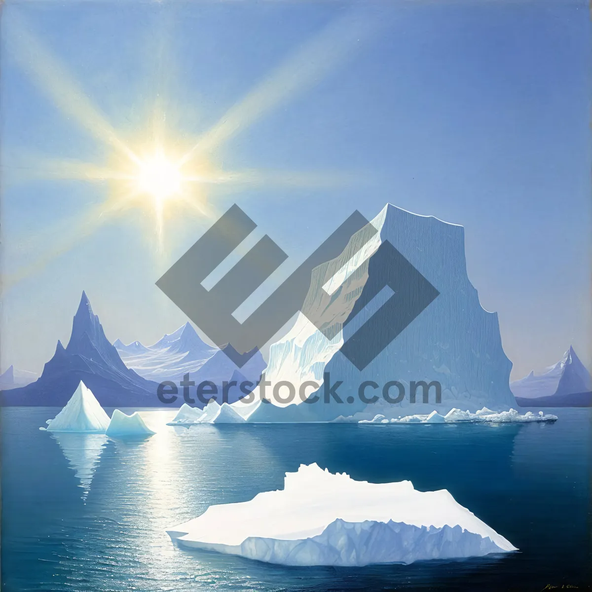 Picture of Winter Wonderland: Majestic Iceberg Glowing in Sunlight