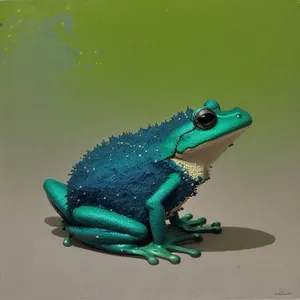 Energetic Orange-Eyed Tree Frog Peeks from Leaning Leaf