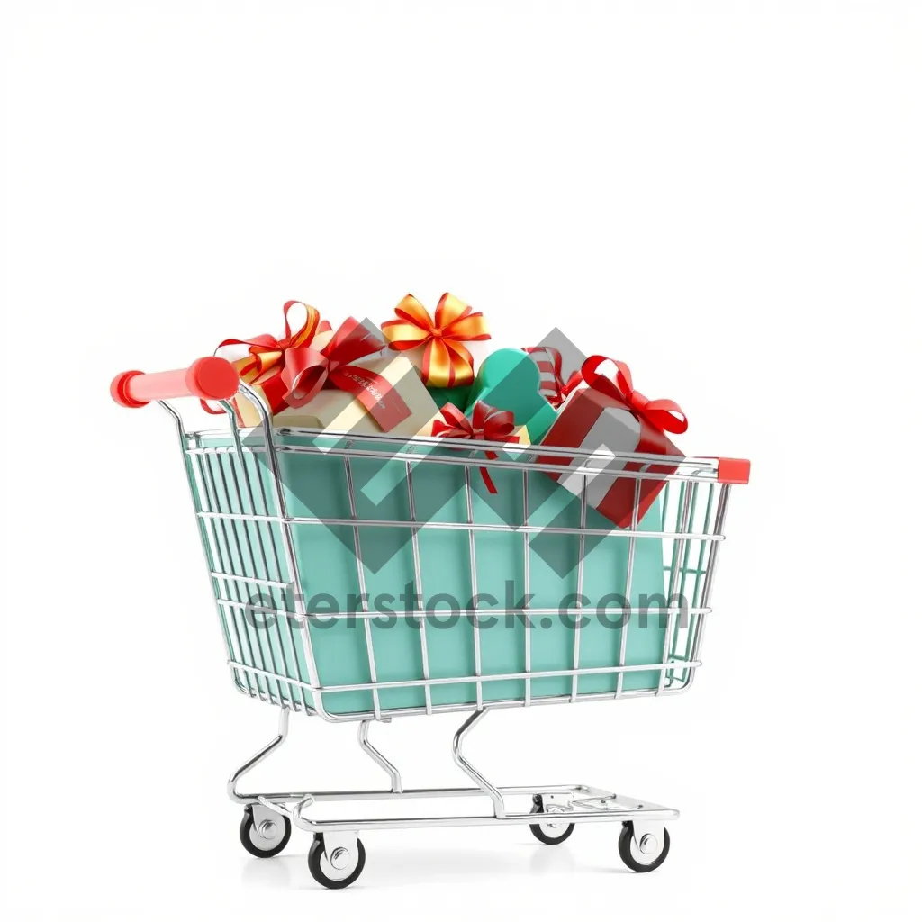 Picture of 3D shopping cart symbol for e-commerce store