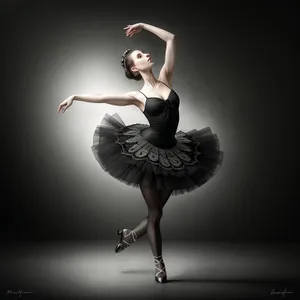 Elegant ballerina gracefully performs in silhouette.