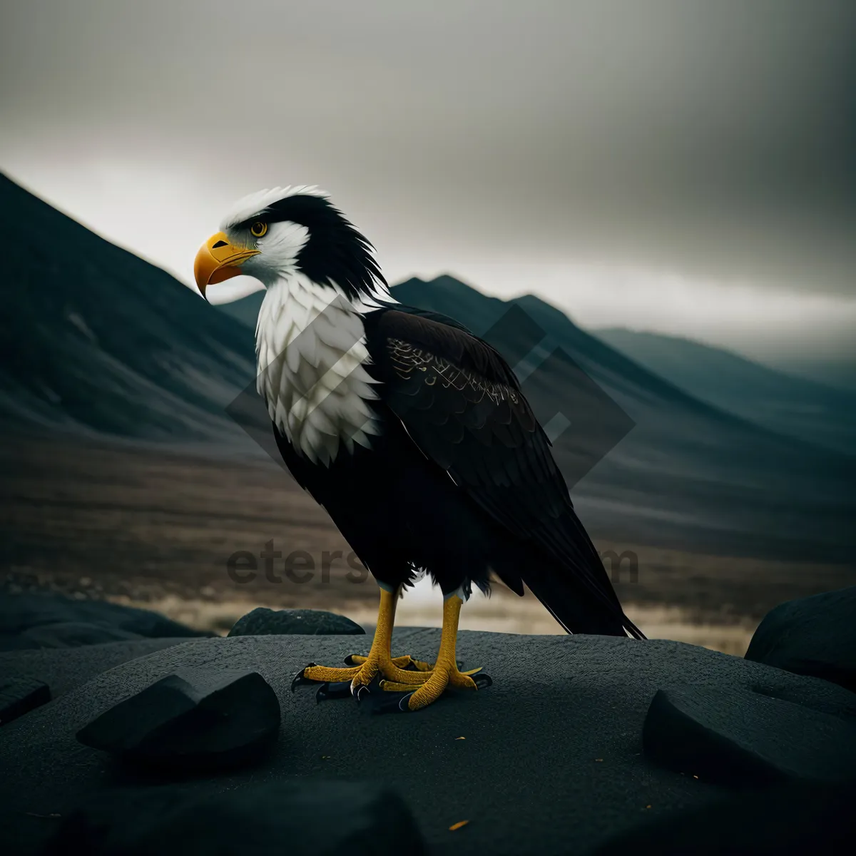 Picture of Bald Eagle Soaring with Piercing Gaze
