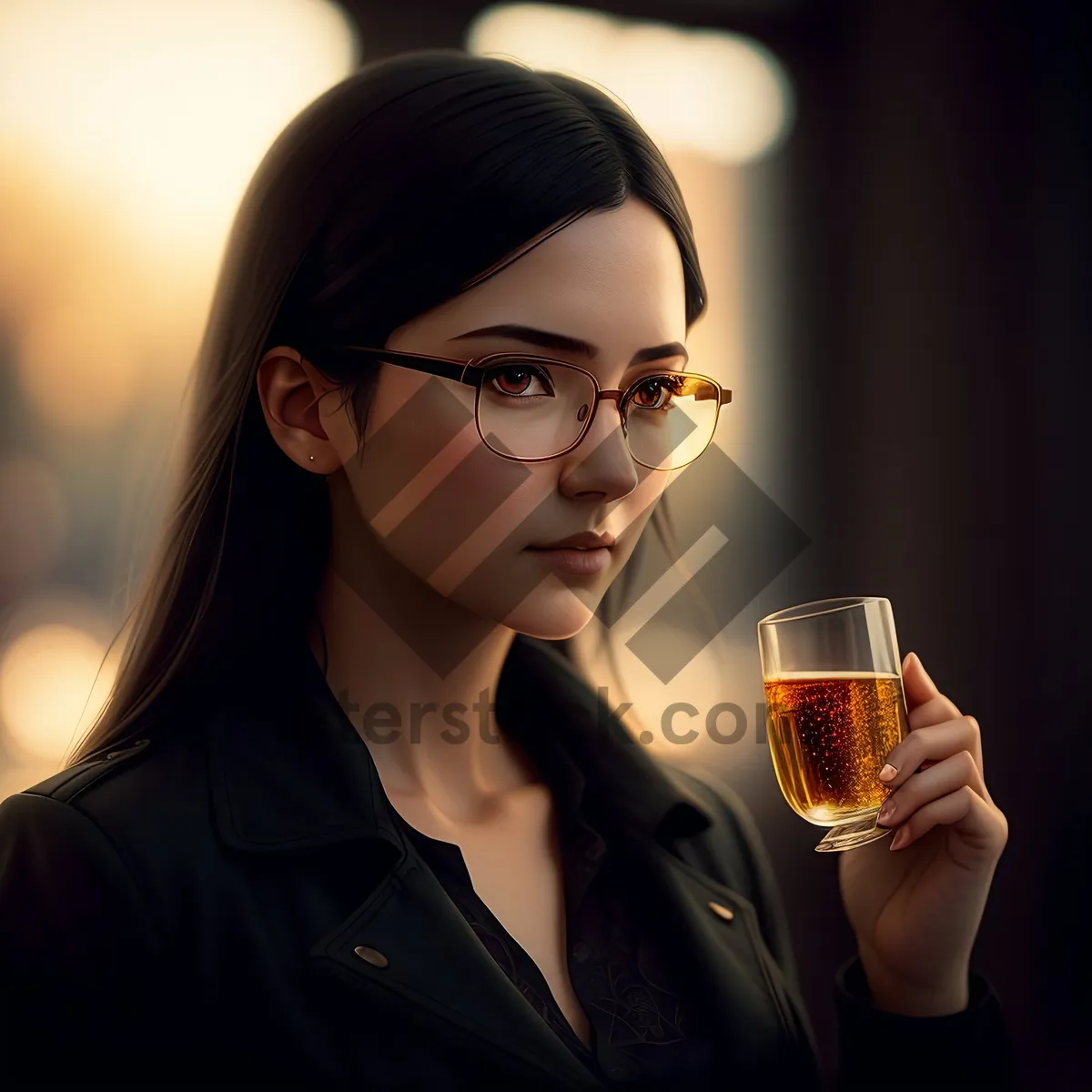 Picture of Happy lady enjoying an alcoholic beverage with a smile