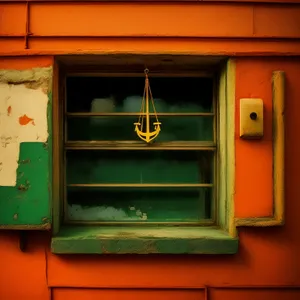 Antique wooden doorway with vintage mailbox and architectural details