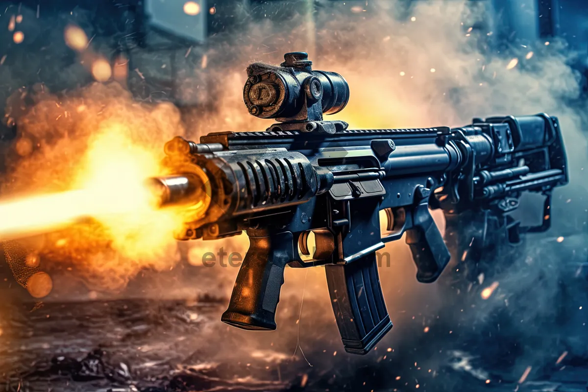 Picture of Modern Assault Rifle in Industrial Setting