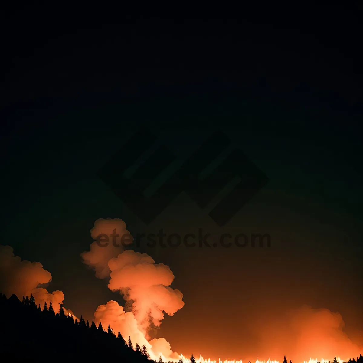 Picture of Fiery Sunset Sky with Bright Clouds