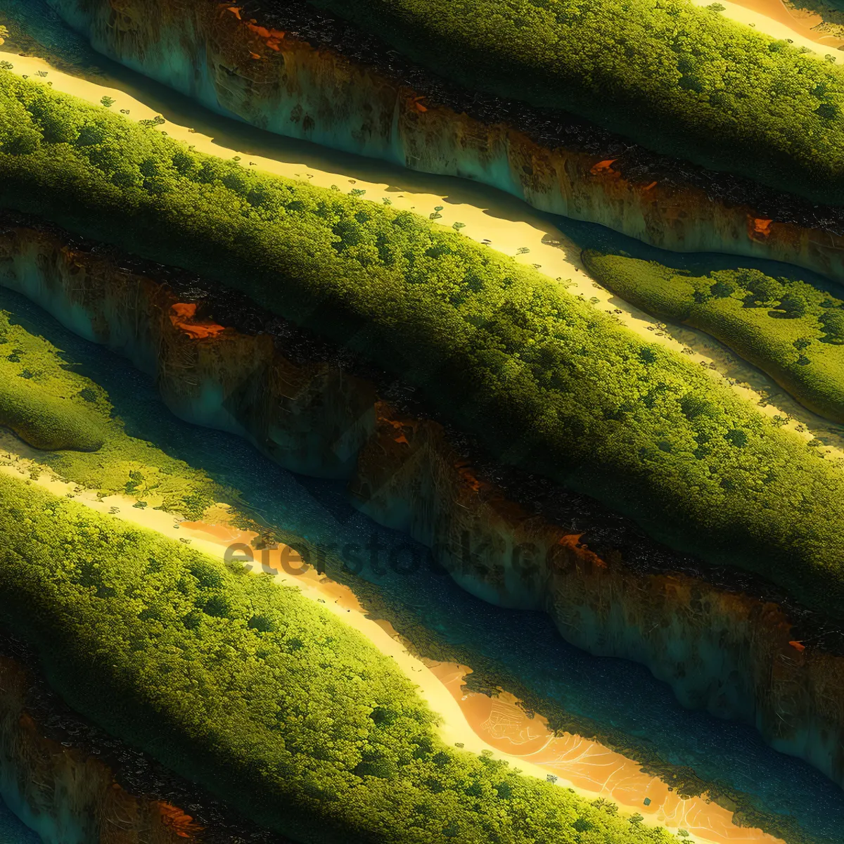 Picture of Pristine River Flow through Mossy Forest