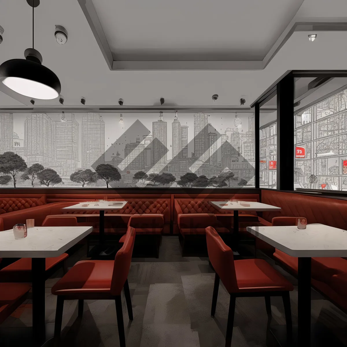 Picture of Modern Luxury Dining Room with Wooden Furniture and Chairs