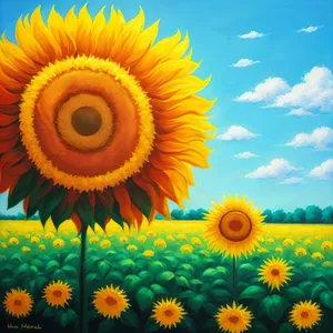 Vibrant Sunflower Blossom in Summer Field