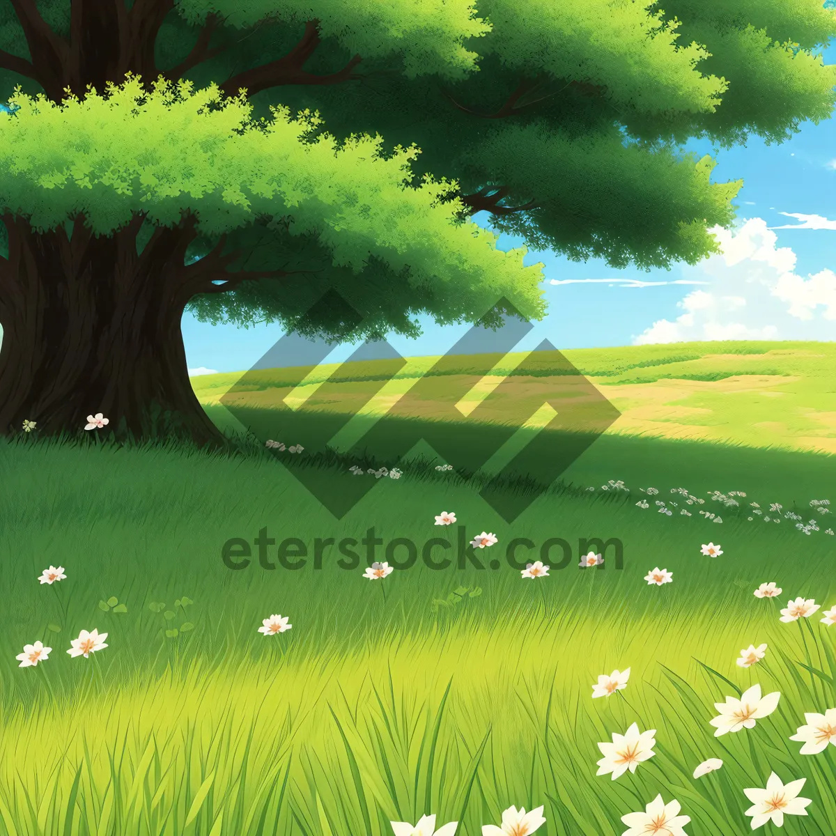 Picture of Serene Spring Meadow bathed in Sunlight