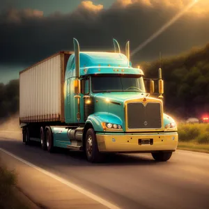 Highway Haul: Speeding Truck Delivering Freight
