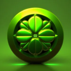 Eco Recycle Clover Button: Green Leaf Symbol