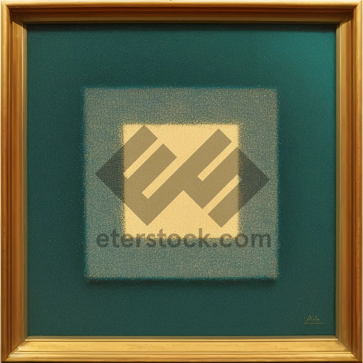 Picture of Ornate vintage golden frame on empty wall.