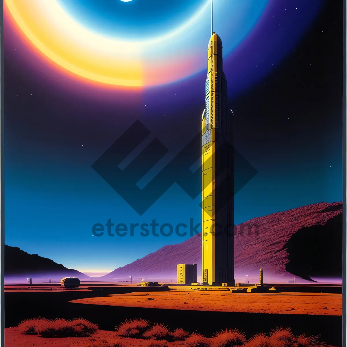 Picture of Silhouette Monument: Symbolic Sunset Obelisk Illuminated by Sky