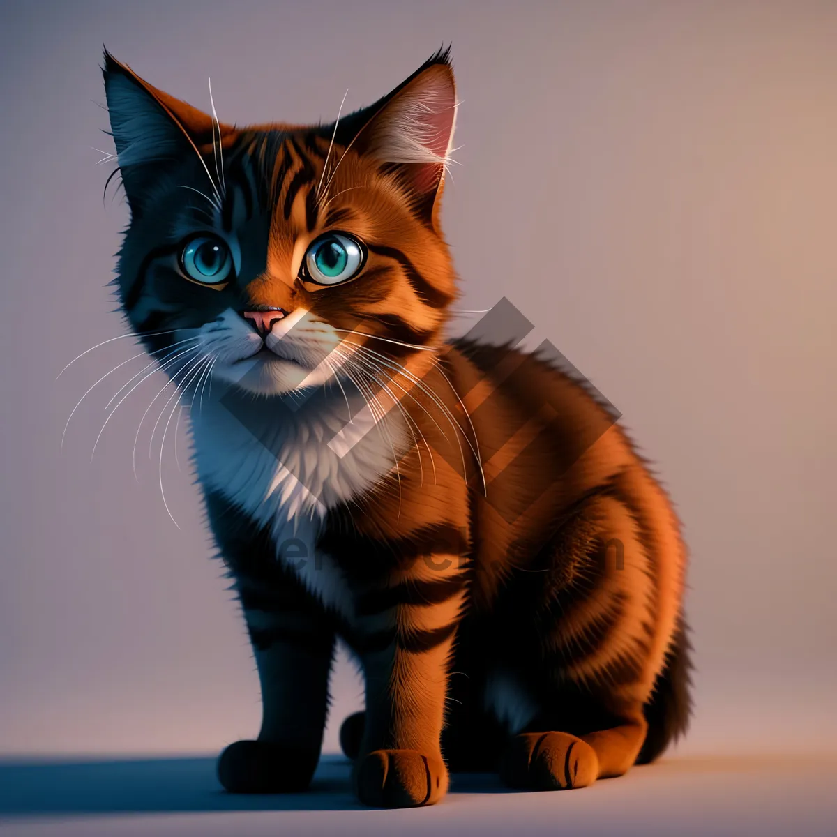 Picture of Fluffy Gray Tabby Cat with Expressive Eyes