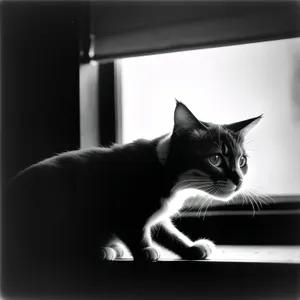 Curious Kitty perched on windowsill with adorable expression