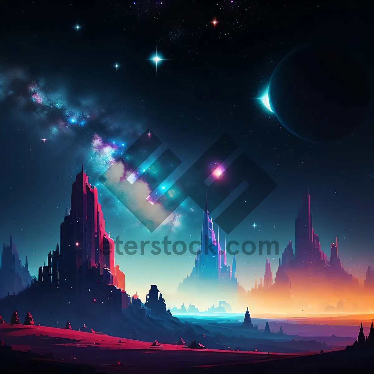 Picture of Dark Fantasy Starry Night Sky Graphic Design