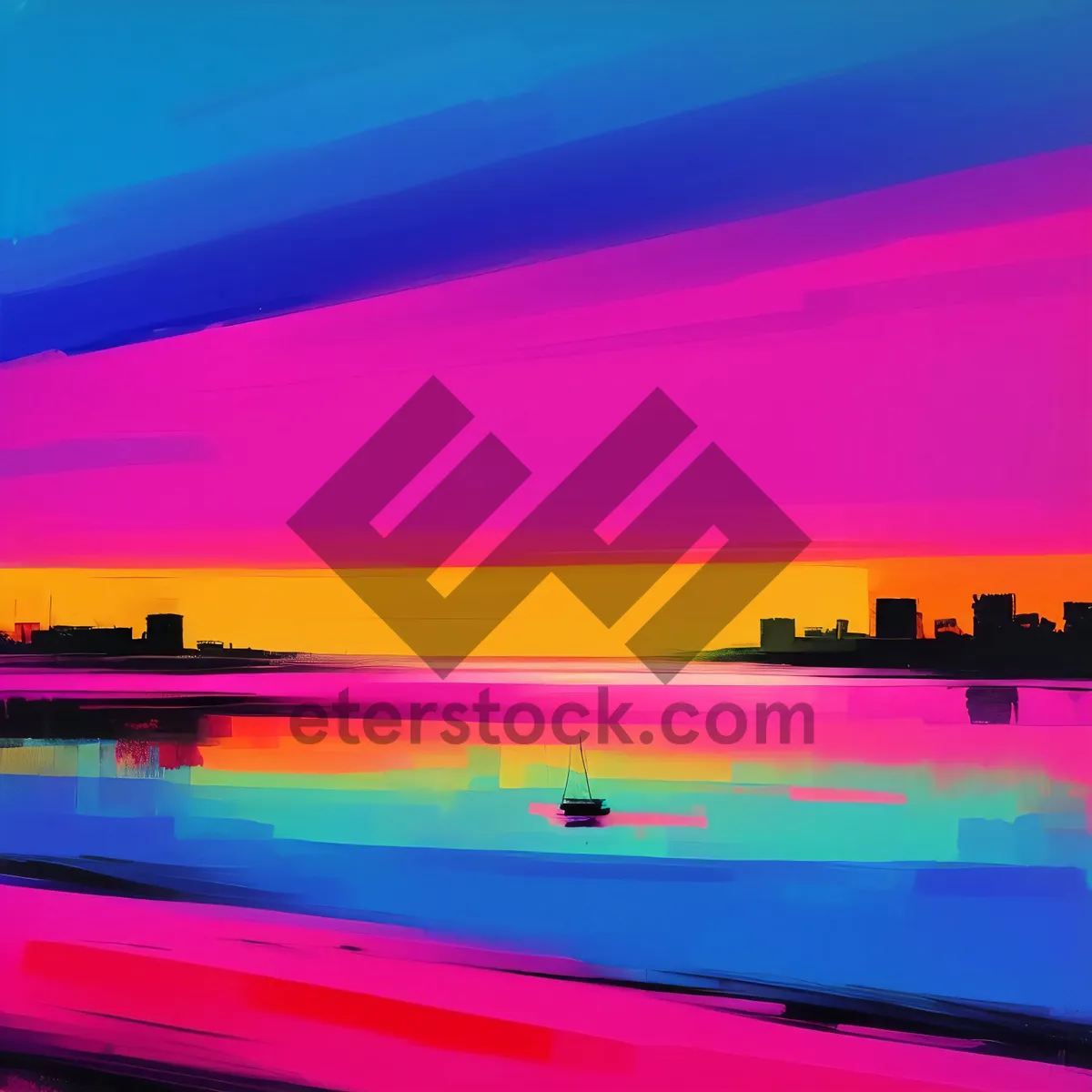 Picture of Golden Horizon at Dusk: Serene Seascape with Vibrant Sunset