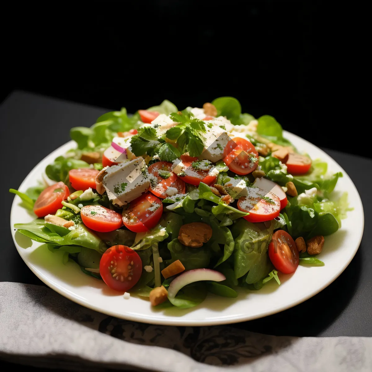 Picture of Fresh Salad with Cheese and Tomatoes