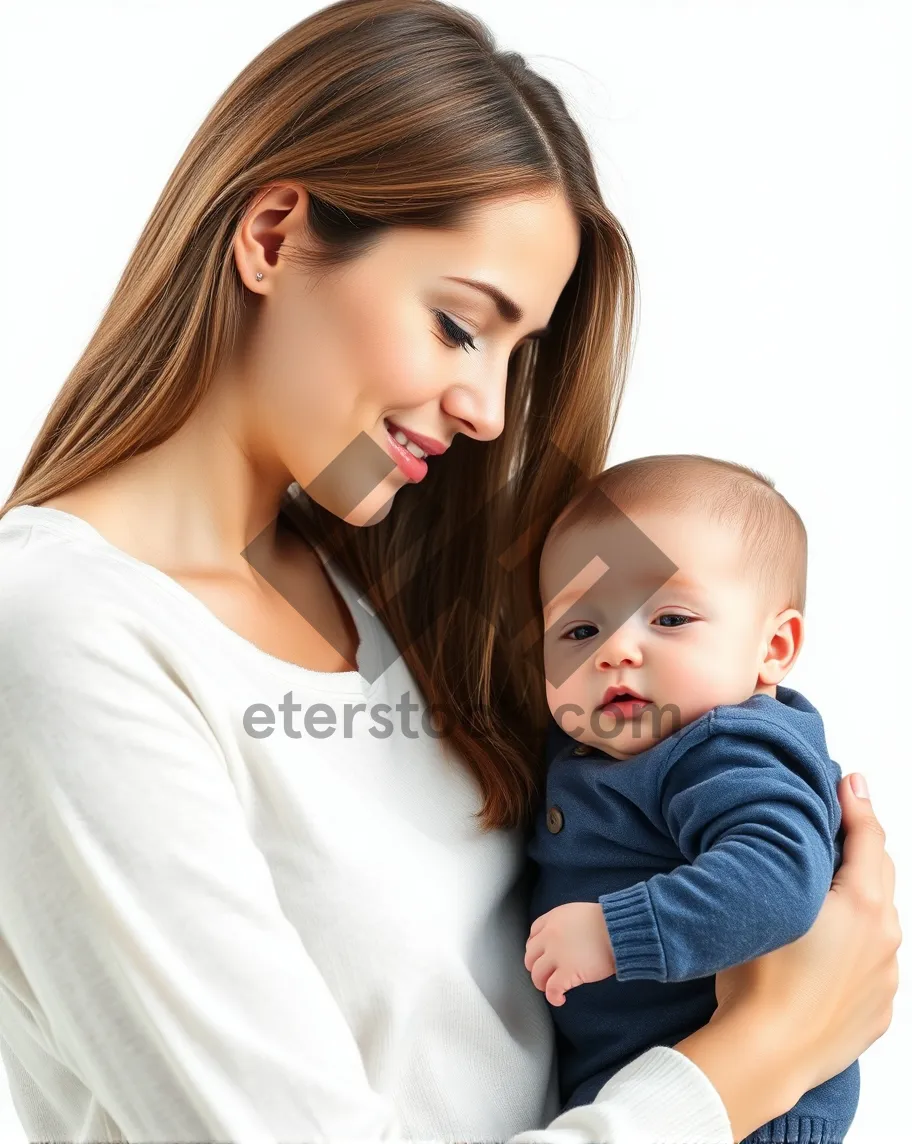 Picture of Happy mother smiling with adorable baby - Family portrait