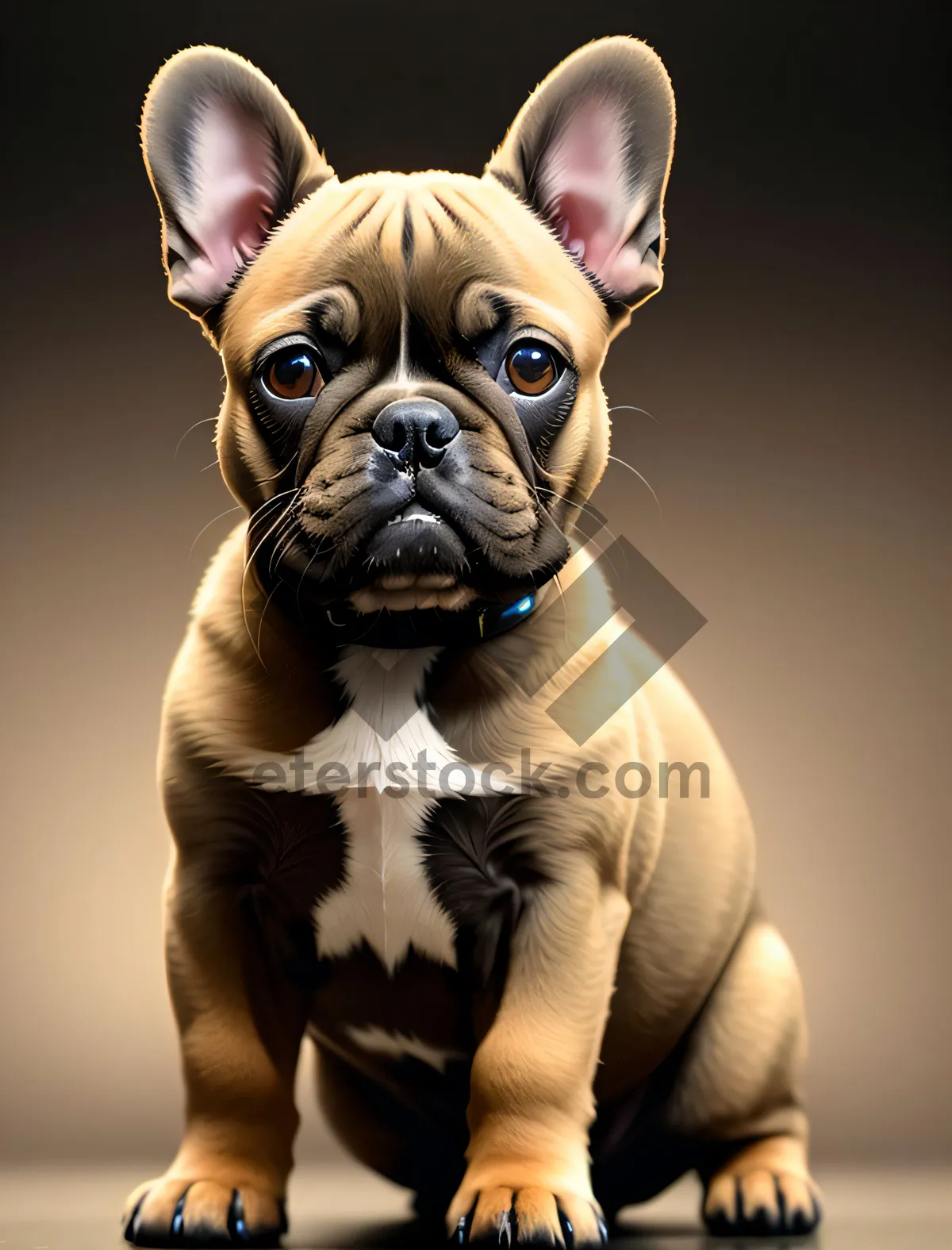 Picture of Adorable Wrinkled Bulldog Puppy Portrait