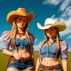 Cowboy Fun in the Sun: Smiling Beach Babe in a Sombrero