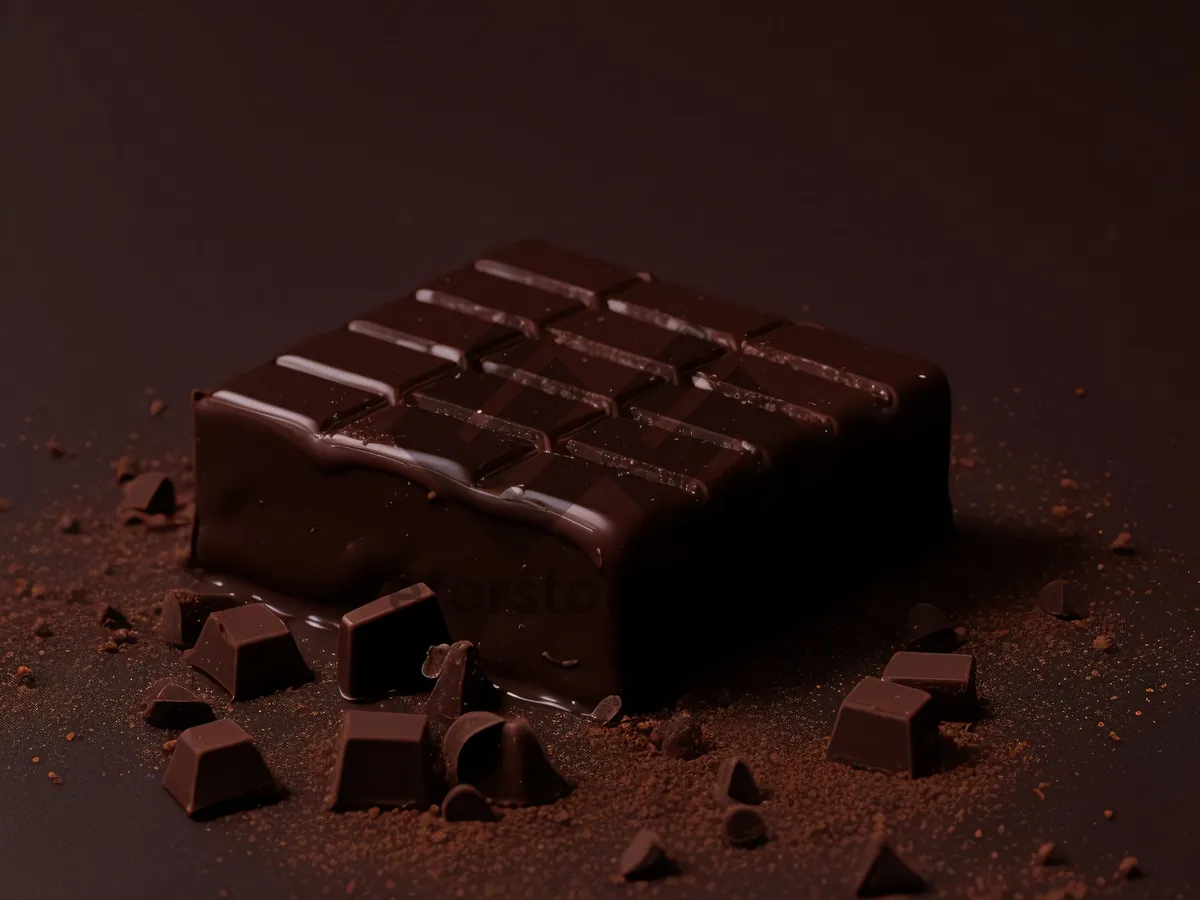 Picture of Delicious chocolate candy bar with milk and sugar