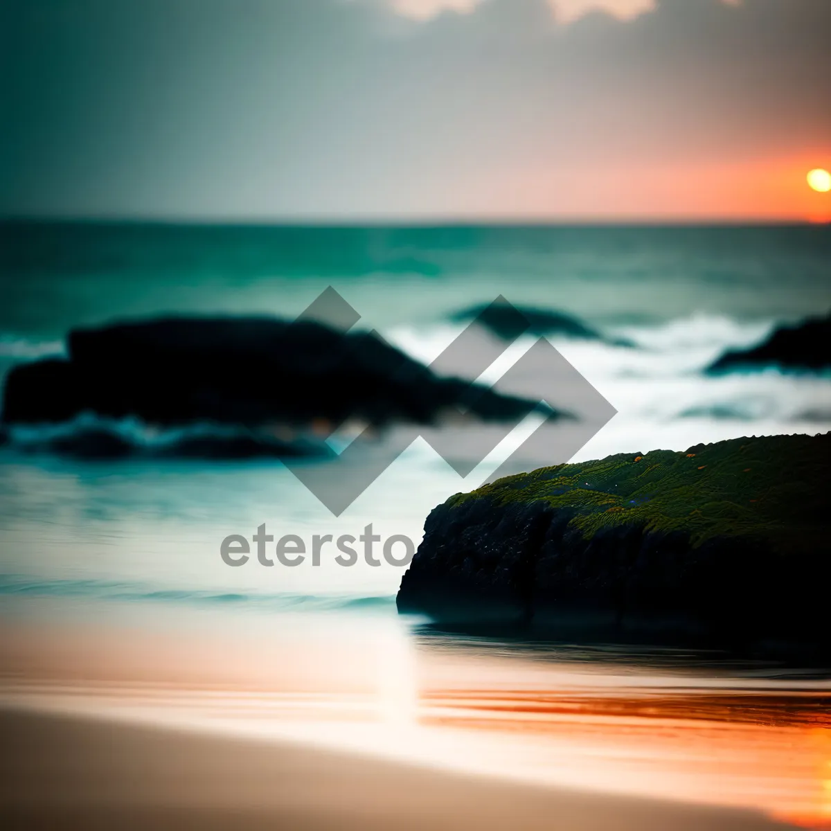 Picture of Tropical Sunset Reflection on Sandy Beach
