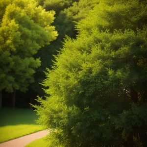 Autumn Splendor: Vibrant Yellow Foliage in a Park