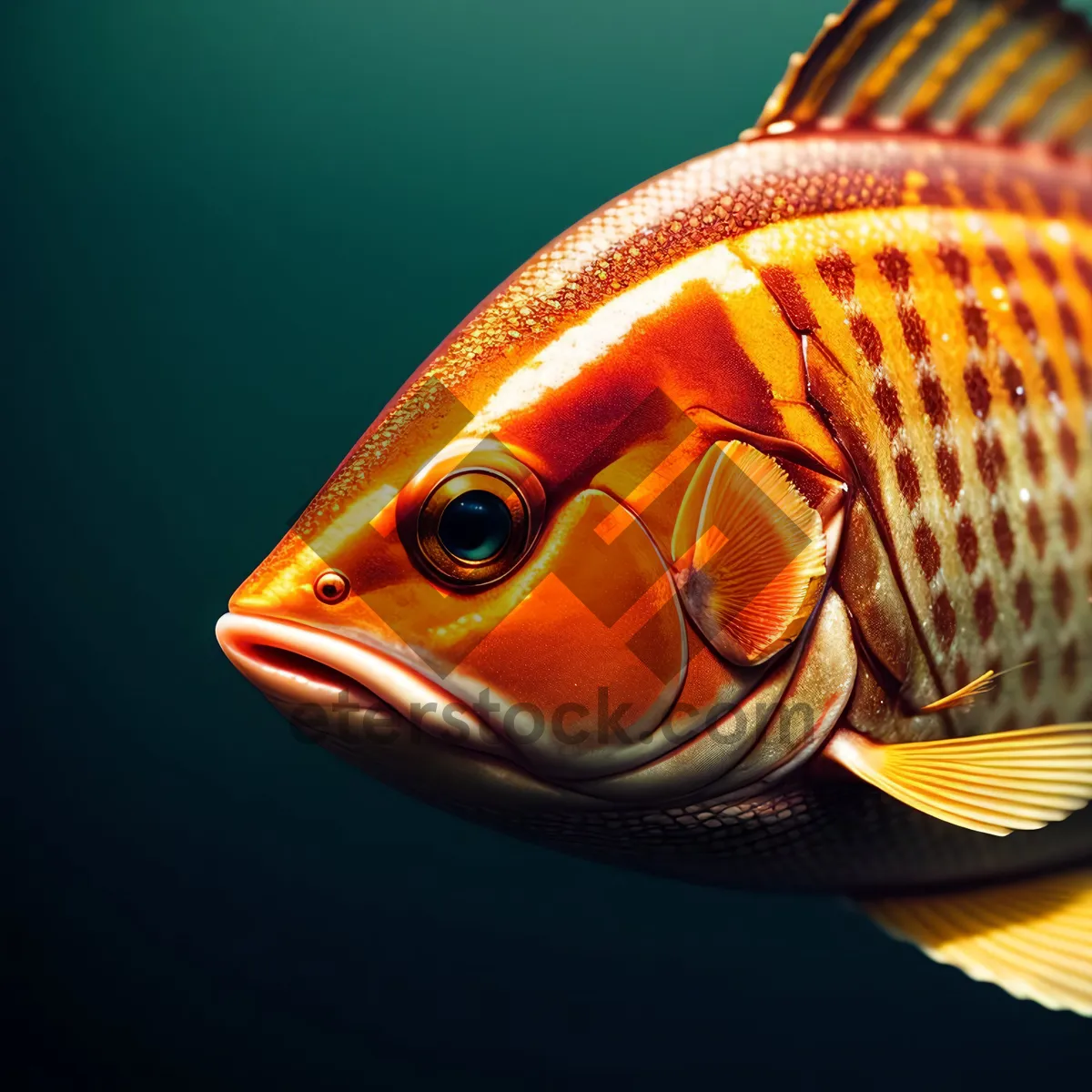 Picture of Colorful Goldfish Swimming in Aquarium