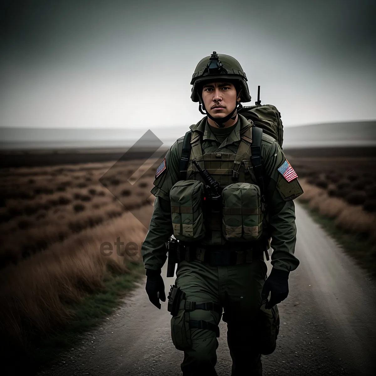 Picture of Outdoor Portrait of a Military Man in Uniform