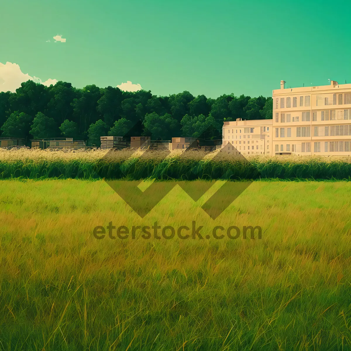 Picture of Golden Harvest: Serene Autumn Fields Under Sunny Sky