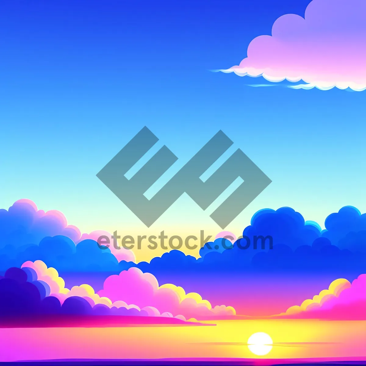 Picture of Vibrant Summer Sky with Radiant Sunlight and Clouds