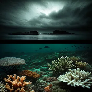 Colorful Coral Reef Life Below the Sunbeam